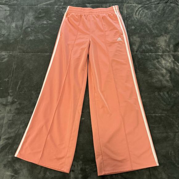 Adidas Track Pants Girl’s XL Coral 3-Stripes Drawstring Wide Leg Regular Fit - Picture 1 of 7